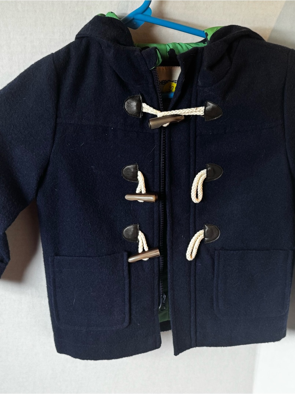 Cherokee Navy Kids Toggle Pea Coat with Cream Rope Closures